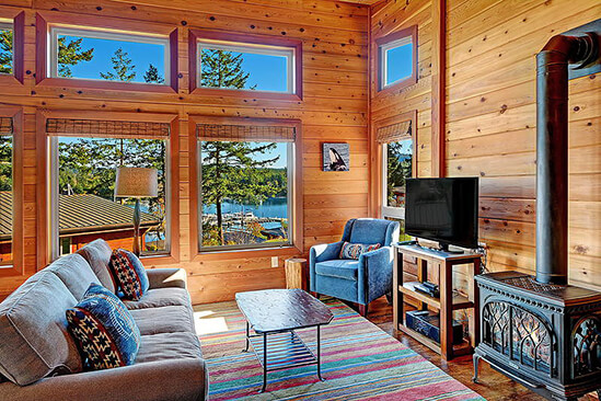 Two Bedroom Water View King Cabin Living Area