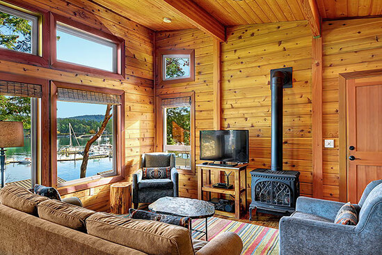 Two Bedroom Water View Cabin Living Area