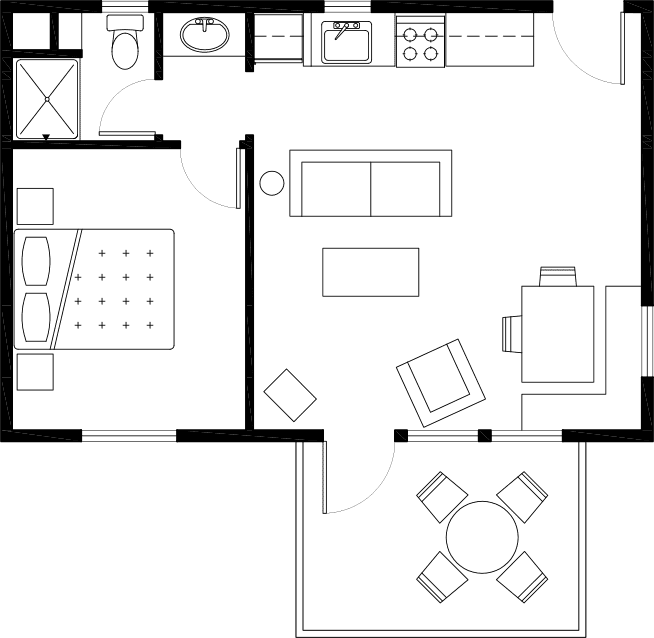 1 Bedroom Waterfront Suite Floor Plan